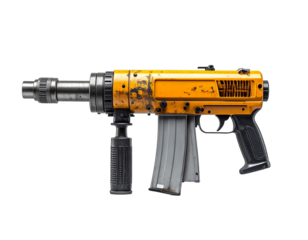 Yellow construction tool isolated on transparent background for design