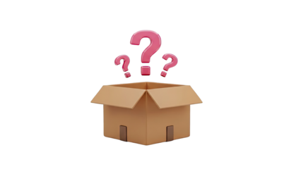 Question Mark Icons Above Open Cardboard Box