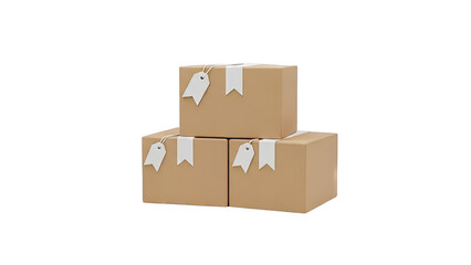 Obraz premium Stack of Cardboard Boxes with Tags