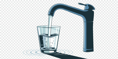 Faucet Filling a Glass with Clean Drinking Water clean water concept