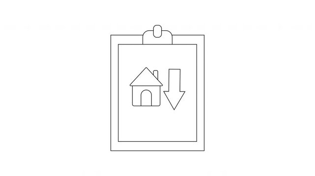 House Price Drop Icon Animation - Real Estate Market Decline.
