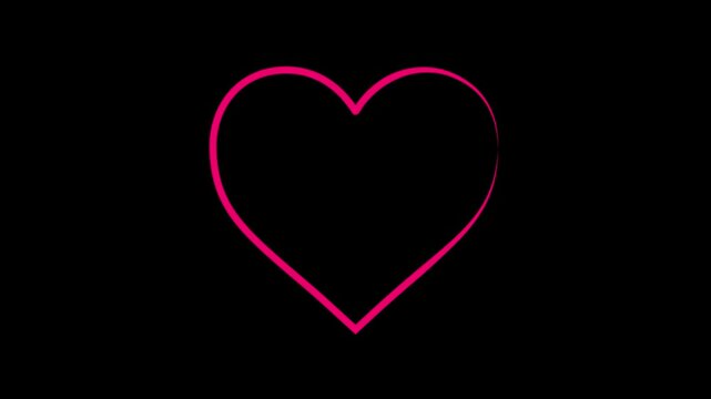 Glowing Neon Pink Heart Shape Animation on Black Background.