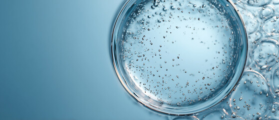 blue water ring with bubbles, hydrating water bubble background, abstract aqua liquid circle