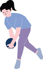 Female Bowling Player in Release Preparation Pose &ndash; Sports Action Design