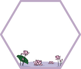 Hexagonal Border Frame with Lotus Flower &ndash; Buddha&rsquo;s Birthday Theme