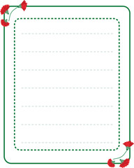 Green Curved Rectangular Carnation Frame with Dotted Note Lines