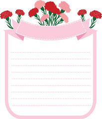 Pink Carnation Ribbon Rectangular Frame with Lined Note