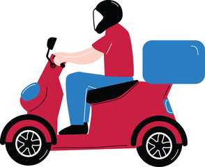 Side View of Delivery Rider on Scooter &ndash; Food Service Concept