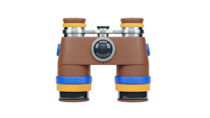 Stylized Binoculars with Brown, Blue, and Yellow Accents