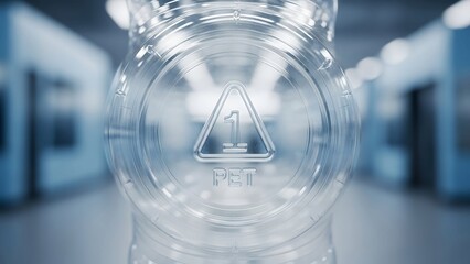 Clear PET Plastic Bottle Bottom with Type 1 Recycling Symbol Close-Up