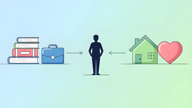 Ini melambangkan pentingnya menjaga keseimbangan antara karier dan kehidupan pribadi (work-life balance).