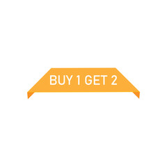 Buy 1 get 2 orange ribbon banner promotion label