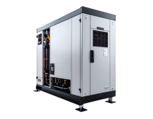 Metallic industrial equipment on wheels against a transparent background ideal for various design projects