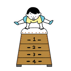 跳び箱を飛ぶ男の子のイラスト