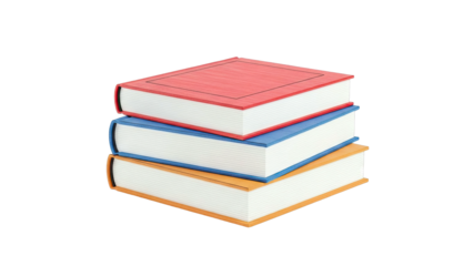 Stack of Three Hardcover Books: Red, Blue, and Yellow