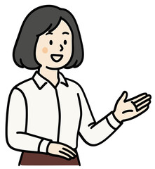 Fototapeta premium Female Office Worker Character - Professional Young Woman in Business Casual Outfit Standing and Presenting in Various Poses