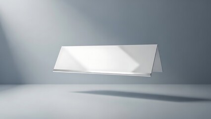 Blank White Name Tag Floating in Spotlight with Shadows.