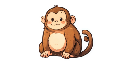 Cartoon Monkey Sitting With Transparent Background