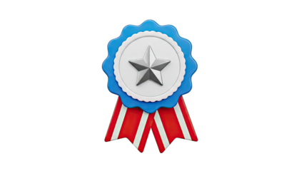 3D Award Ribbon with Star and Red and White Stripes