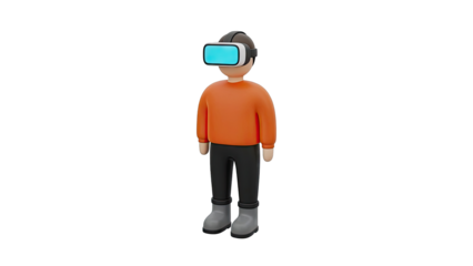 3D Character Wearing VR Headset