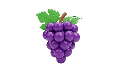 Fototapeta premium Stylized Bunch of Purple Grapes with Green Leaves
