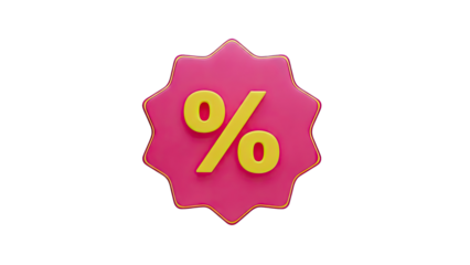 Pink Starburst with Yellow Percentage Symbol