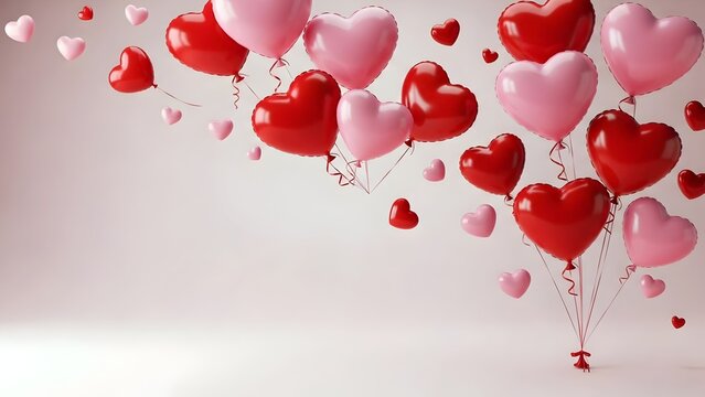 Valentine's day hearts ballons with copyspace, saint valentine and love background concept, heart-shaped balloons, blank space, hd