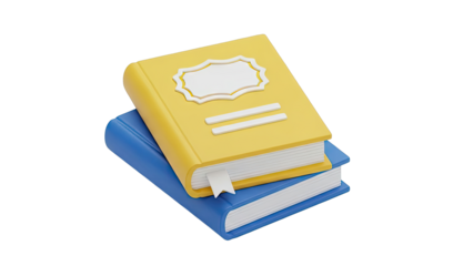 Stack of two cartoon books, yellow and blue