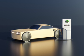 Electric car charging battery isolate white background, charging station, Green Technology, save world concept