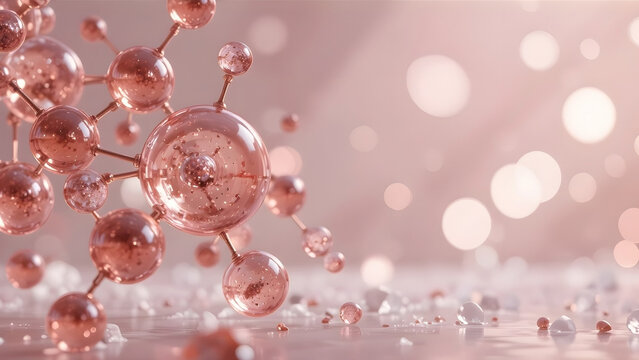 Molecular structure of cosmetic ingredient, science, chemistry and beauty concept background