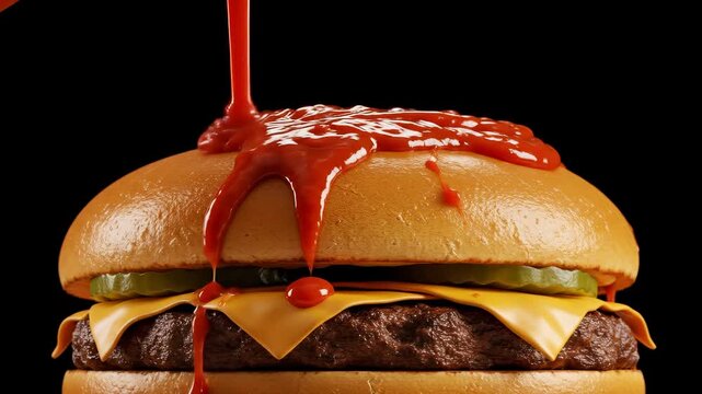 Delicious Burgers with Red Sauce, A Culinary Delight, Sizzling, and Mouthwatering Food Presentation