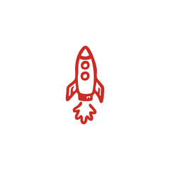 Red Rocket Ship Launching into Space