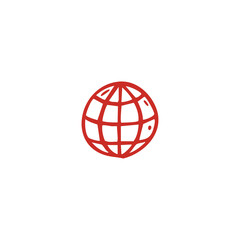 Red Globe Icon on White Background
