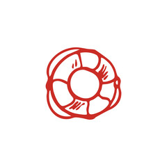 Red Lifebuoy Illustration on White Background