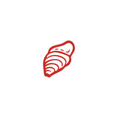 Simple red croissant icon on white background