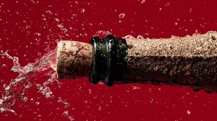 Fototapeta premium champaign bottle pop zoom in on cork and bottle opening