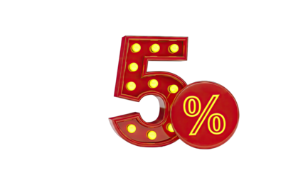 Red 50 Percent Sign with Marquee Lights