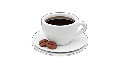 Obraz premium White Coffee Cup with Coffee Beans and Saucer