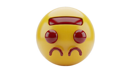 Sad yellow emoji with red eyes and mouth