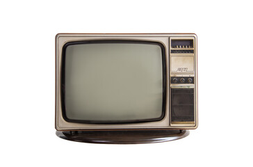 Retro old TV with blank screen isolated on white background.