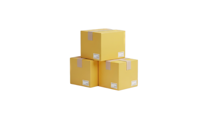 Stack of Three Yellow Shipping Boxes