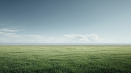 Obraz premium Open landscape field wide horizon minimal composition subtle sky calm mood expanse
