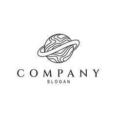 Planet logo design with minimalist hand drawn style