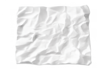 Crumpled white paper texture with creased surface, depicting a transparent background for creative design