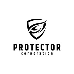 Shield and eye logo design concept. Protector, security vector icon