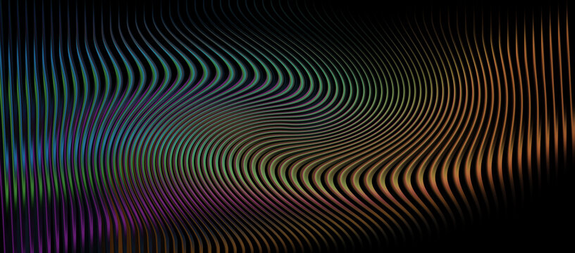Abstract colorful wavy lines pattern background dark digital art swirl effect
