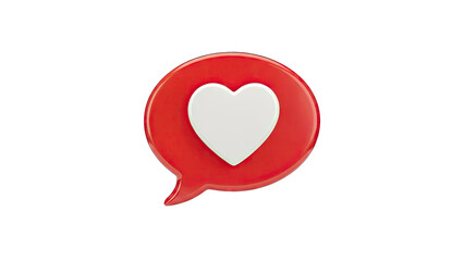 Red speech bubble with a white heart icon