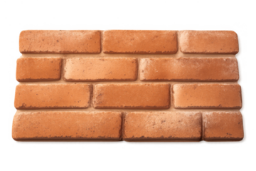 Red brick wall pattern with rough clay texture and mortar lines, offering a strong building material background, isolated