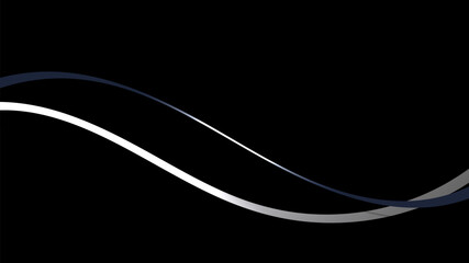 Abstract luxury ribbon lines elements with glowing light effect on black background.