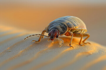 Closeup of a Desert Beetle on Sand Dune